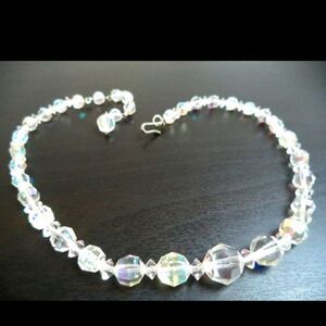 GRADUATED AB GLASS 15 1/4" NECKLACE VTG